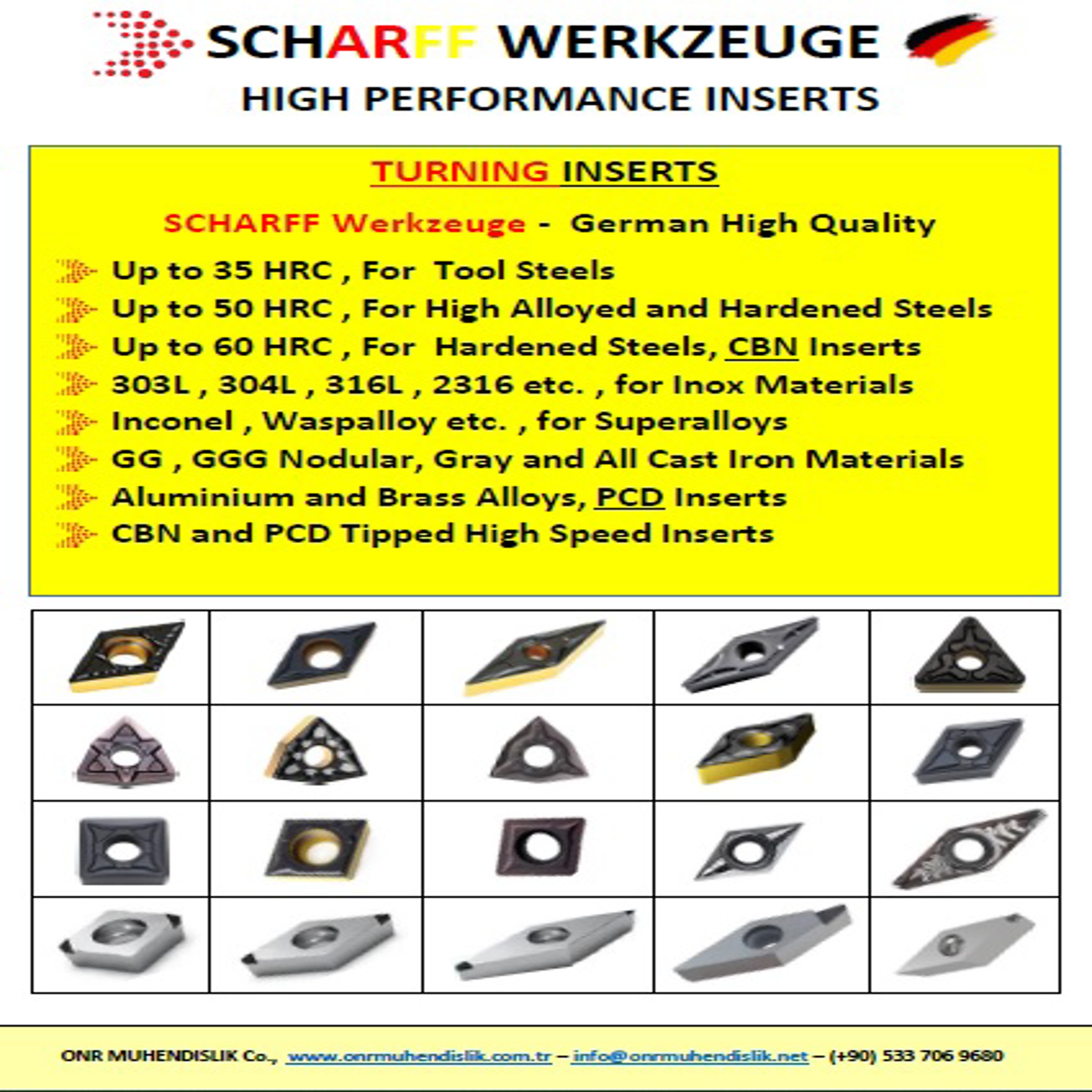 SCHARFF High-Tech Inserts (PCD - CBN) Flyer
